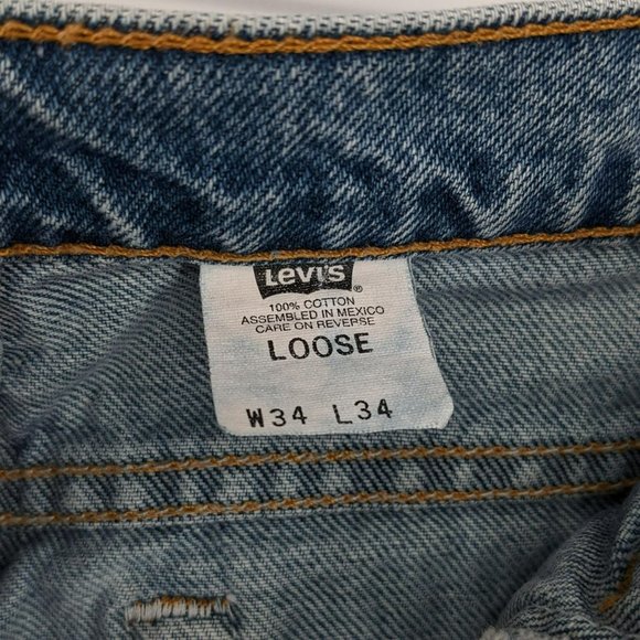 Levis VTG Loose Fit 545 Jeans 34x34 Gold Tab High Rise Denim 100% Cotton Blue - Picture 2 of 12